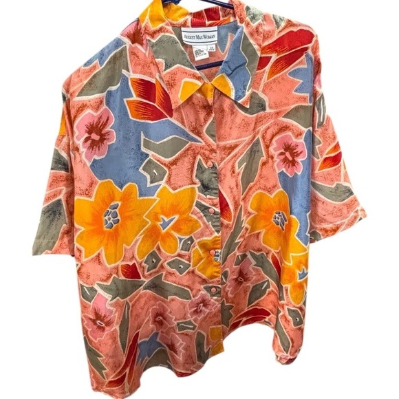Vintage August Max Woman Silk Floral Blouse Size 24W - Picture 3 of 15
